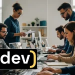 V(Dev) Logotipo, Funcionários, Escritório,